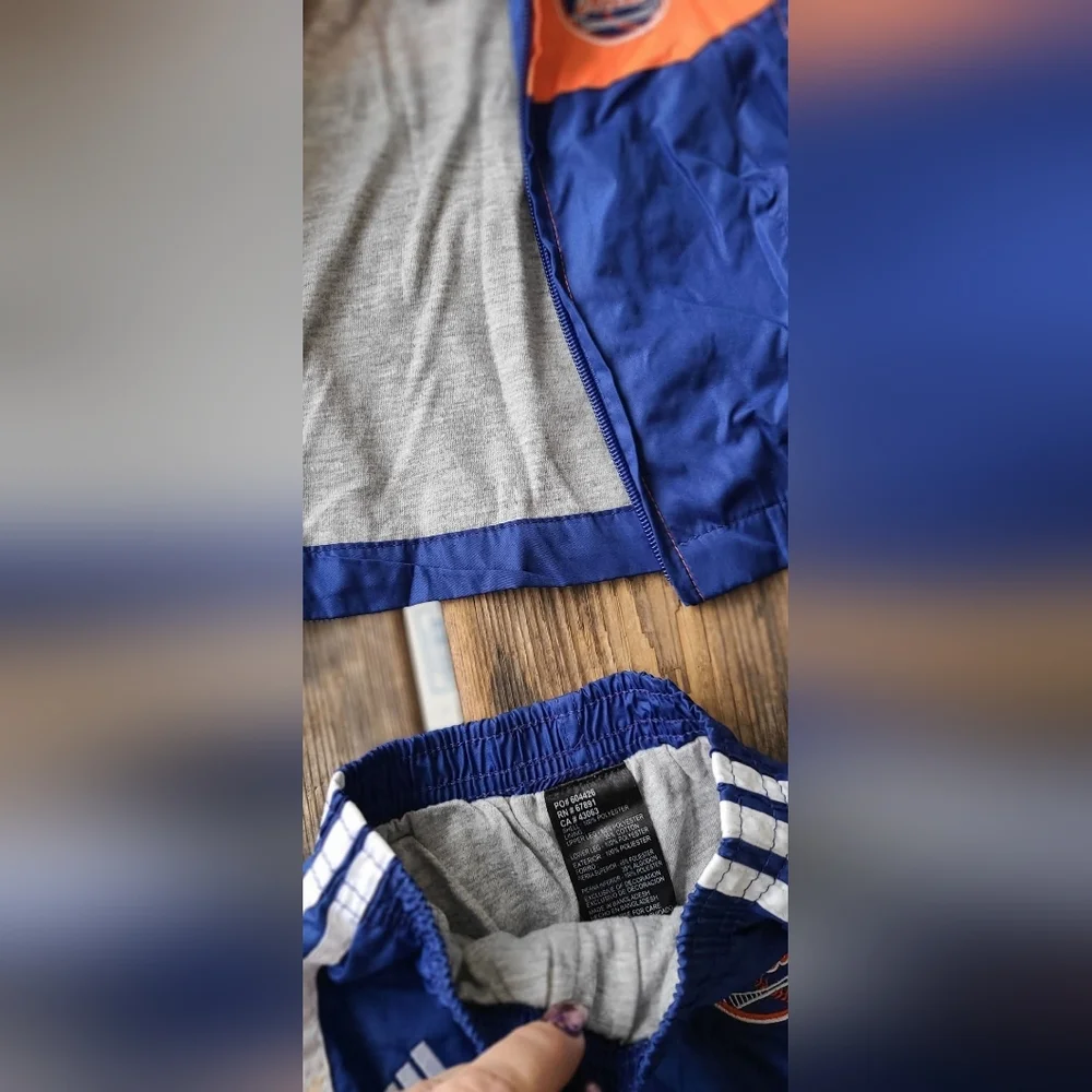 adidas Kids Orange and Blue Track Jacket and Pants Set
